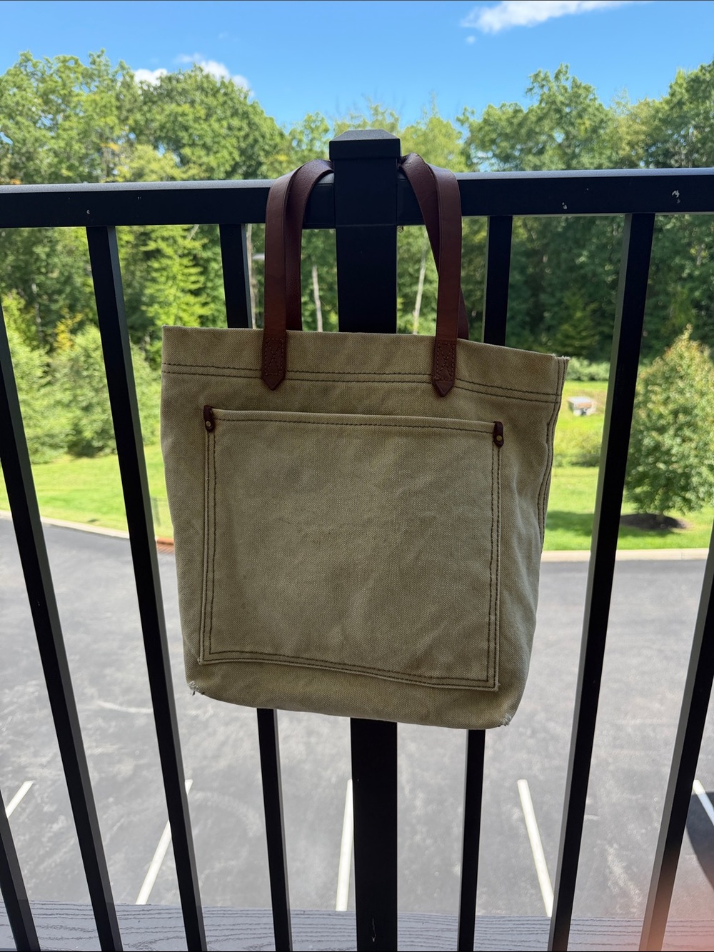 Madewell Canvas Tote Bag with Brown Leather Handles - Casual Everyday Carry